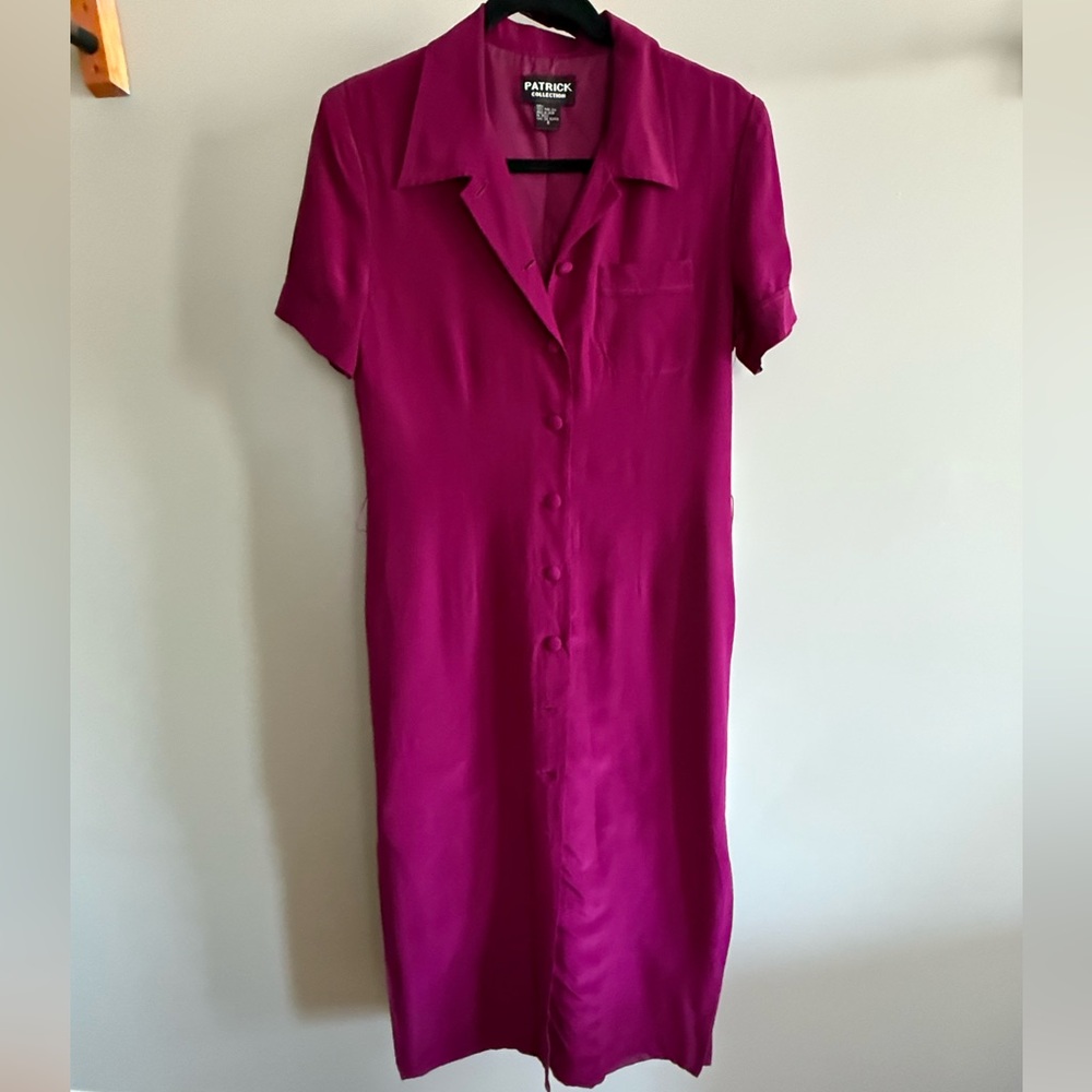 Patrick Collection Fuchsia Button-Front Midi Dress
